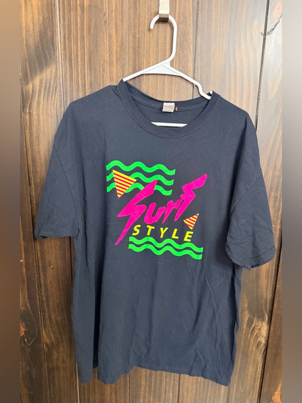 Surf Style Retro Neon Graphic Tshirt-Size XL